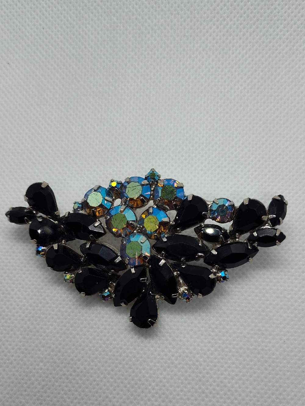 Juliana Black Navettes And Aurora Borealis 2.5" Brooch